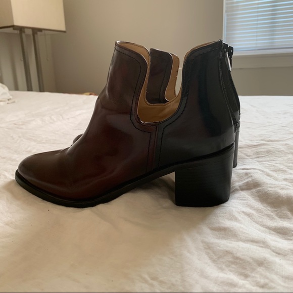 Zara oxblood ankle chunky heel boots (s6) - Picture 6 of 8